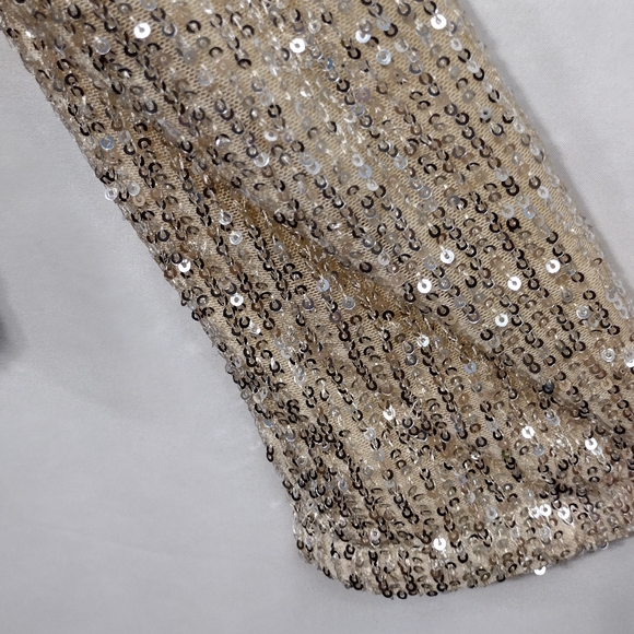 ChicMe Sequin Open Front Jacket Womens XL Gold Boho Retro Rockabilly Disco Y2K - Picture 4 of 10